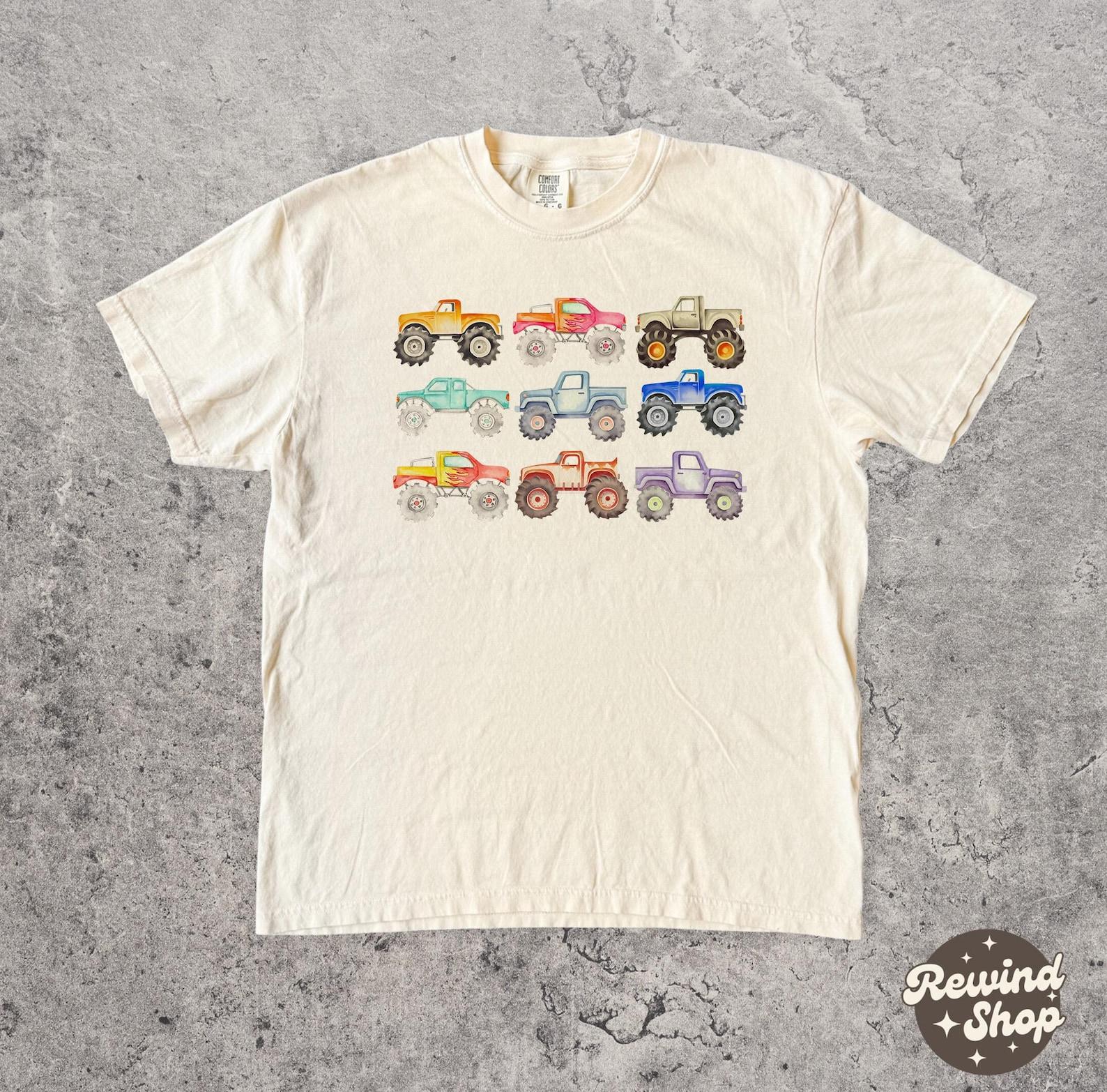 Retro Monster Truck Comfort Colors Tshirt - Big Truck Tshirt - Watercolor Graphic Tees 4XL