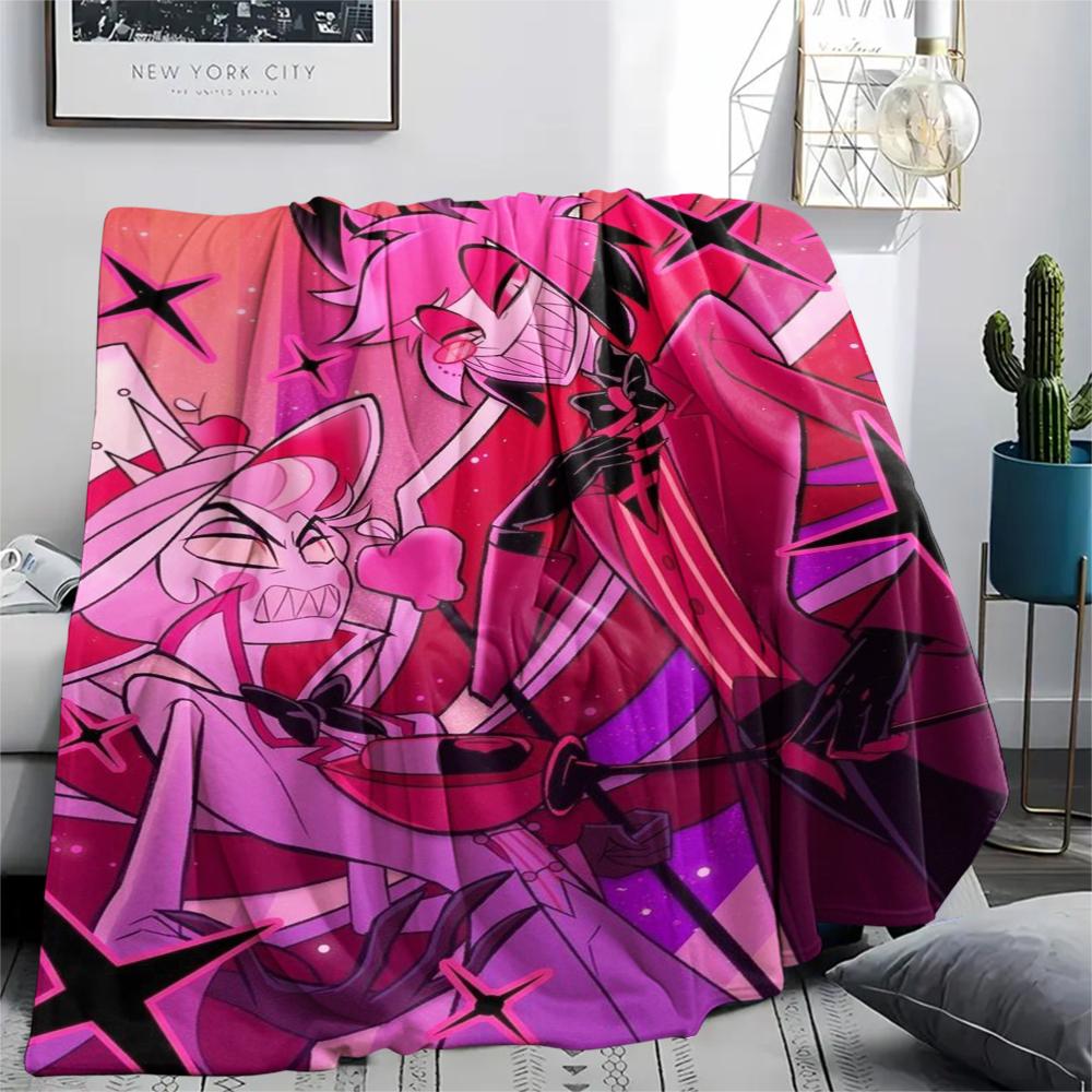 1Pc Alastor Anime Print Flannel Blanket, High quality Comfortable for All Seasons, Home Decor, Warmth and Comfort, Perfect for Christmas Gifts 55