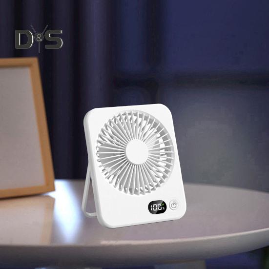 Portable Desk Fan Rechargeable 1200mAh Battery Operated Standing Fan with Digital Display Ultra-Quiet Foldable Desktop Fan 5 Speeds Adjustable