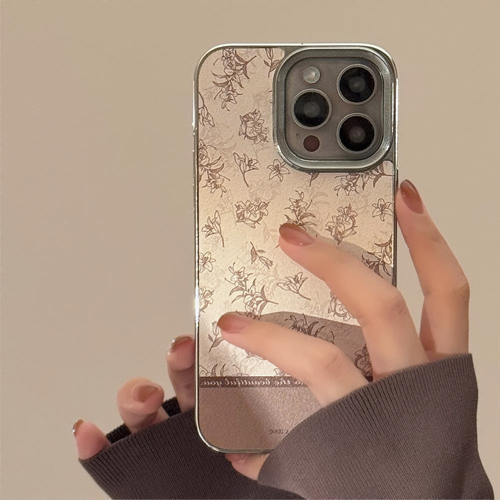 Sketch Flower Apple 16 Mobile Phone Case 14pro Max Leather 15 Applicable To IPhone 13 Retro 11 Hard Set