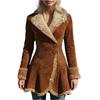 Women's Denim Western Retro Trench Coat, Plush Fashion And Warmth, Fleece Jacket