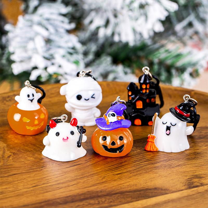 1/6Pcs Cartoon Halloween Keychain Cute Pumpkin Ghost Car Keyring Bag Earphone Cover Pendant Decoration Couple Friends Gifts