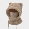 Winter riding windproof ear protection warm knitted hat cat ears scarf mask integrated hat fleece thickened cold hat