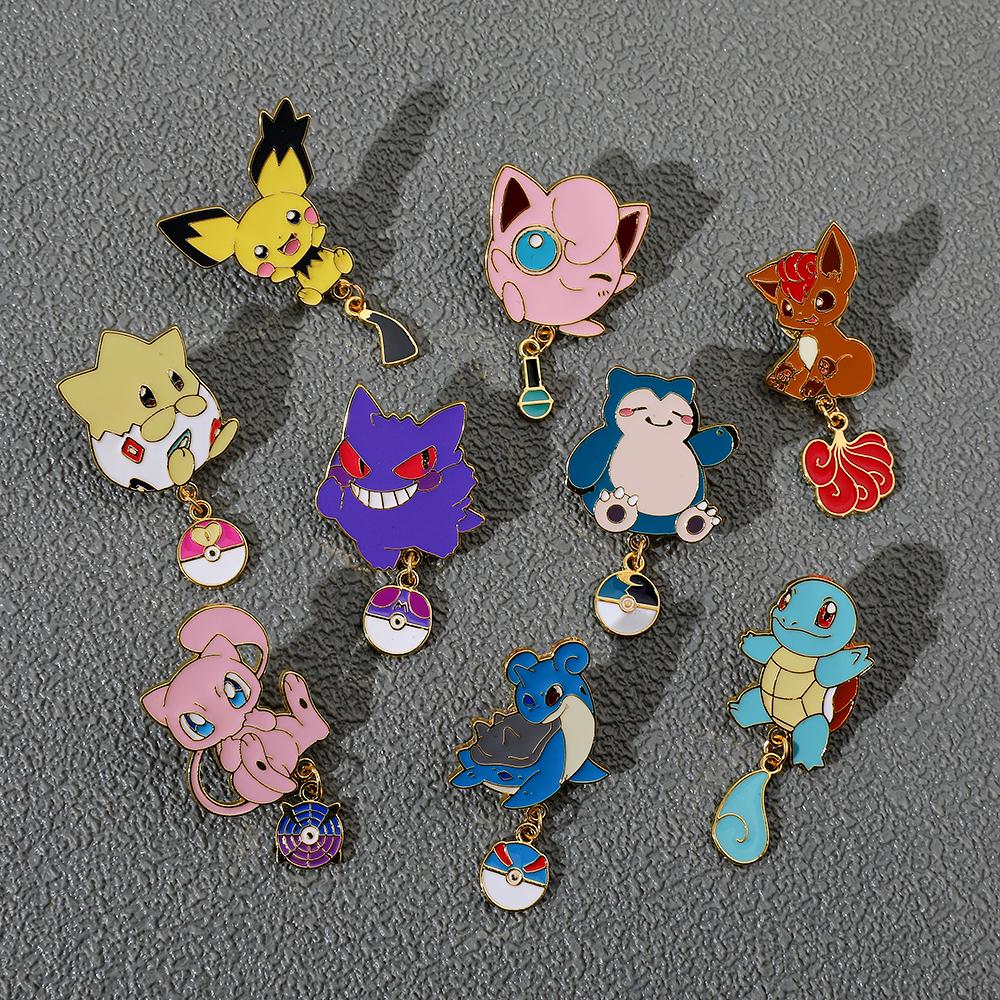 Emaille-Anstecker Set - Niedliche Pikachu Schiggy Glumanda Anstecknadeln für Rucksäcke, Jacken - Anime Cartoon Abzeichen Geschenk für Fans