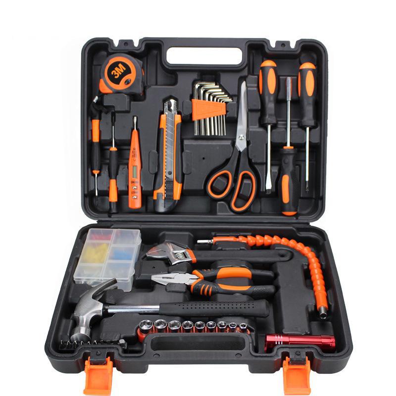 Household Hardware Tool Set: Electric & Impact Drill Combo with Toolbox for Vehicle Repair