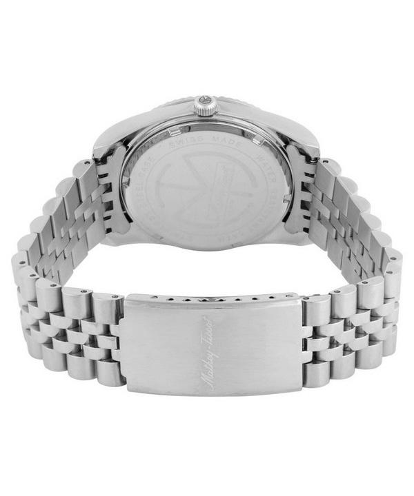 Mathey-Tissot Paslanmaz Çelik Kristal İşaretleyiciler Beyaz Sedef Kadran Kuvars H710AI Erkek Saati