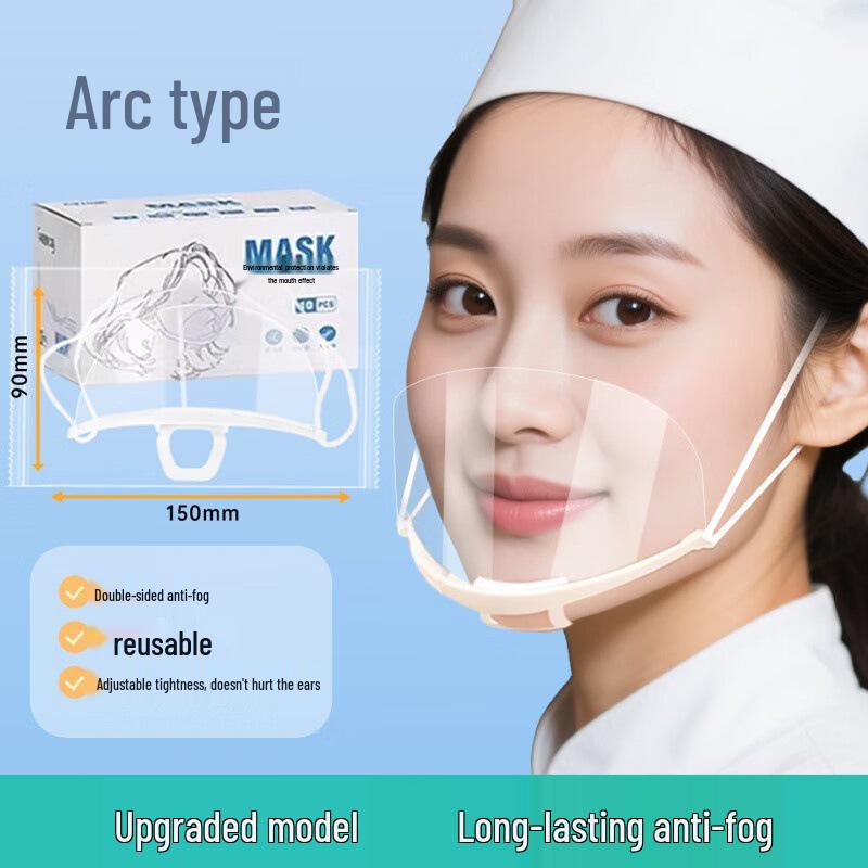 

Clear Chef s Face Mask for Kitchen and Cafeteria Use - Anti-Saliva, Hygienic Smile Protection Upgraded Thickened [1 Pack] Trial
