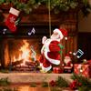 Santa Claus Music Climbing Rope Electric Christmas Decoration With Music Hanging Climbing Rope Santa Claus For Christmas Trees