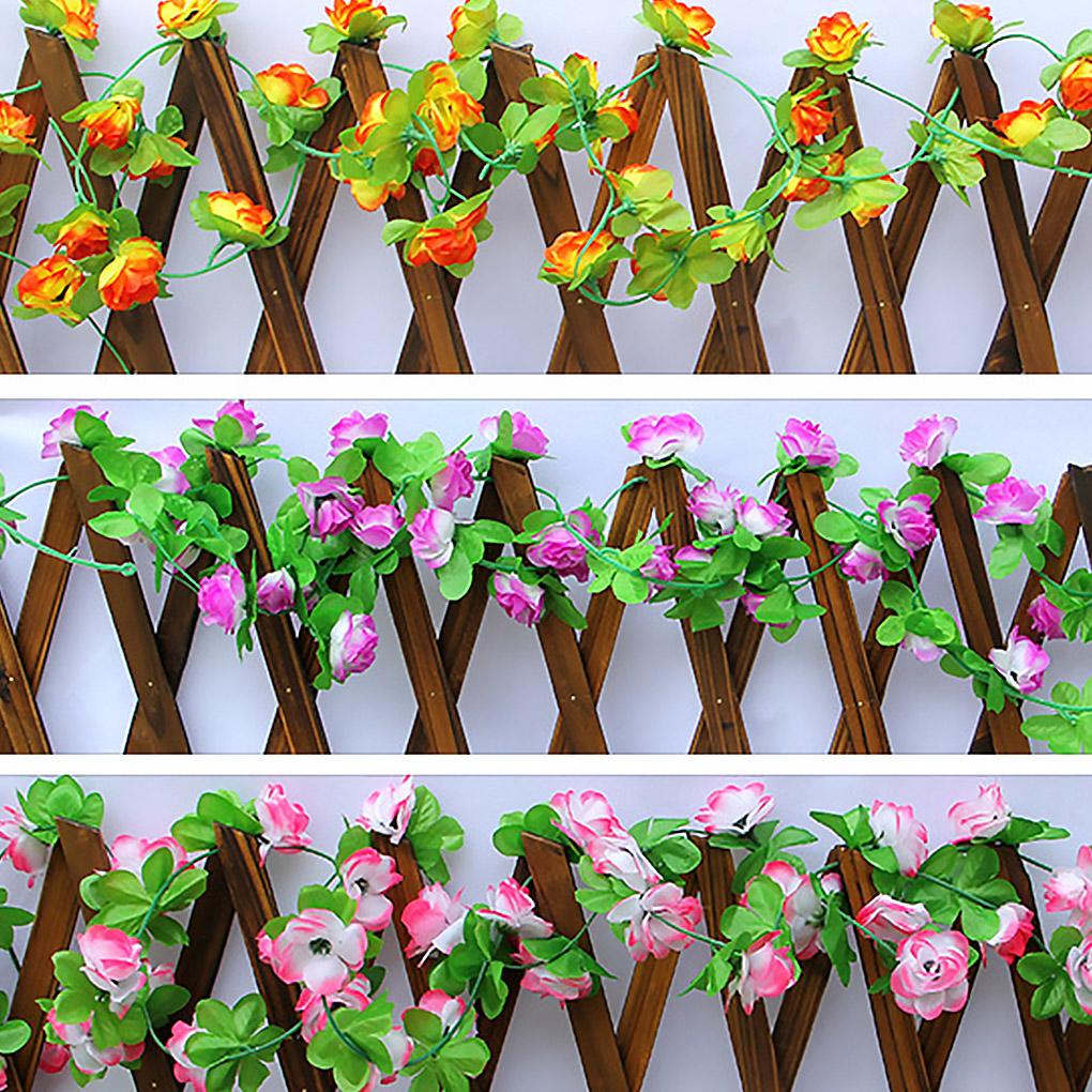 2Pcs Artficial Small Rose Flower Hanging Vine Plant Decoration for Wedding