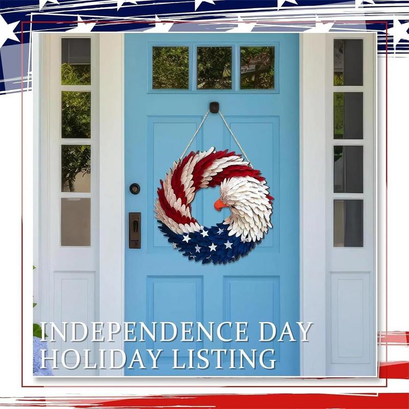 Patriotic Wreath Red White Blue Eagle Flag Garland Independence Day Decorations Renewed Brave Wings Garland For Home Use