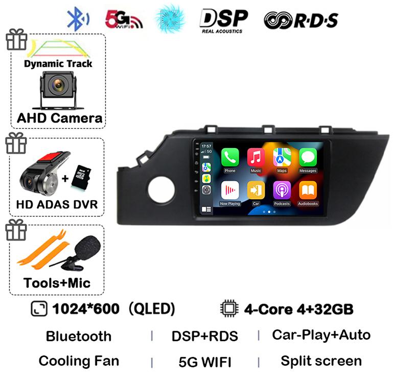 Android 14 Carplay Auto Car Radio For KIA RIO 4 X-line 2020 2021 2022 GPS Navigation Multimedia Video Player Audio 2 DIN DVD DSP