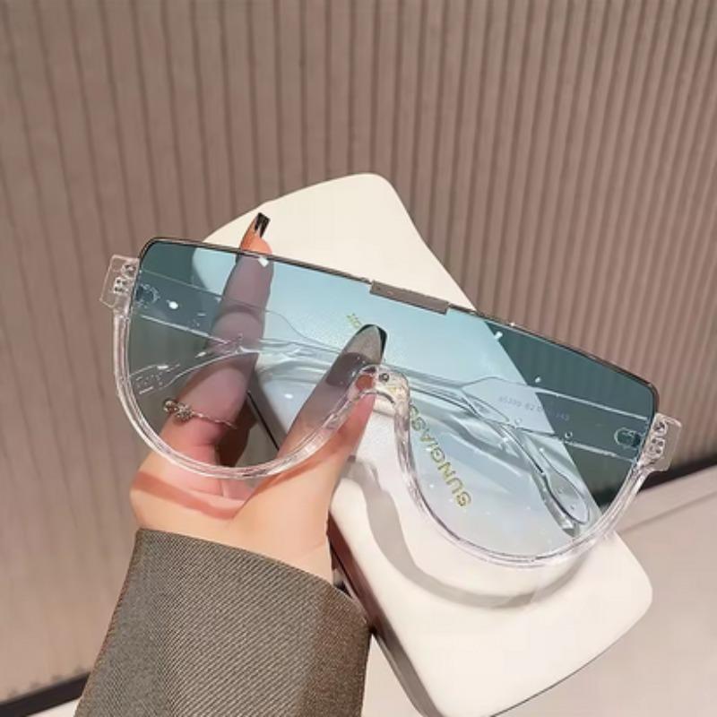 

Retro Half Round Glasses - Fashionable Outdoor Half Frame Oversized Sunglasses Lightweight and Portable Sunglasses синий
