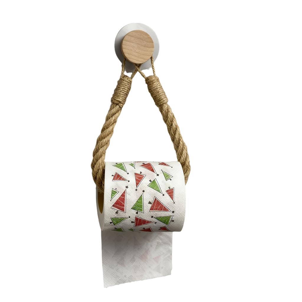 No-Drill Wooden Adhesive Hooks with Jute Rope and Towel Holder for Bathroom