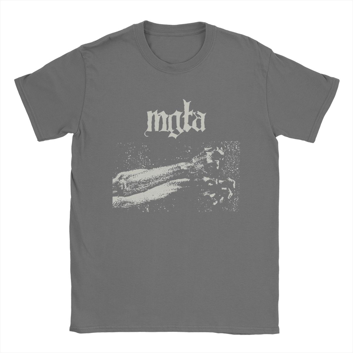

Mgla Men T Shirts Band Casual Tees Short Sleeve Round Collar T-Shirt Cotton Plus Size Tops L темно-сірий колір