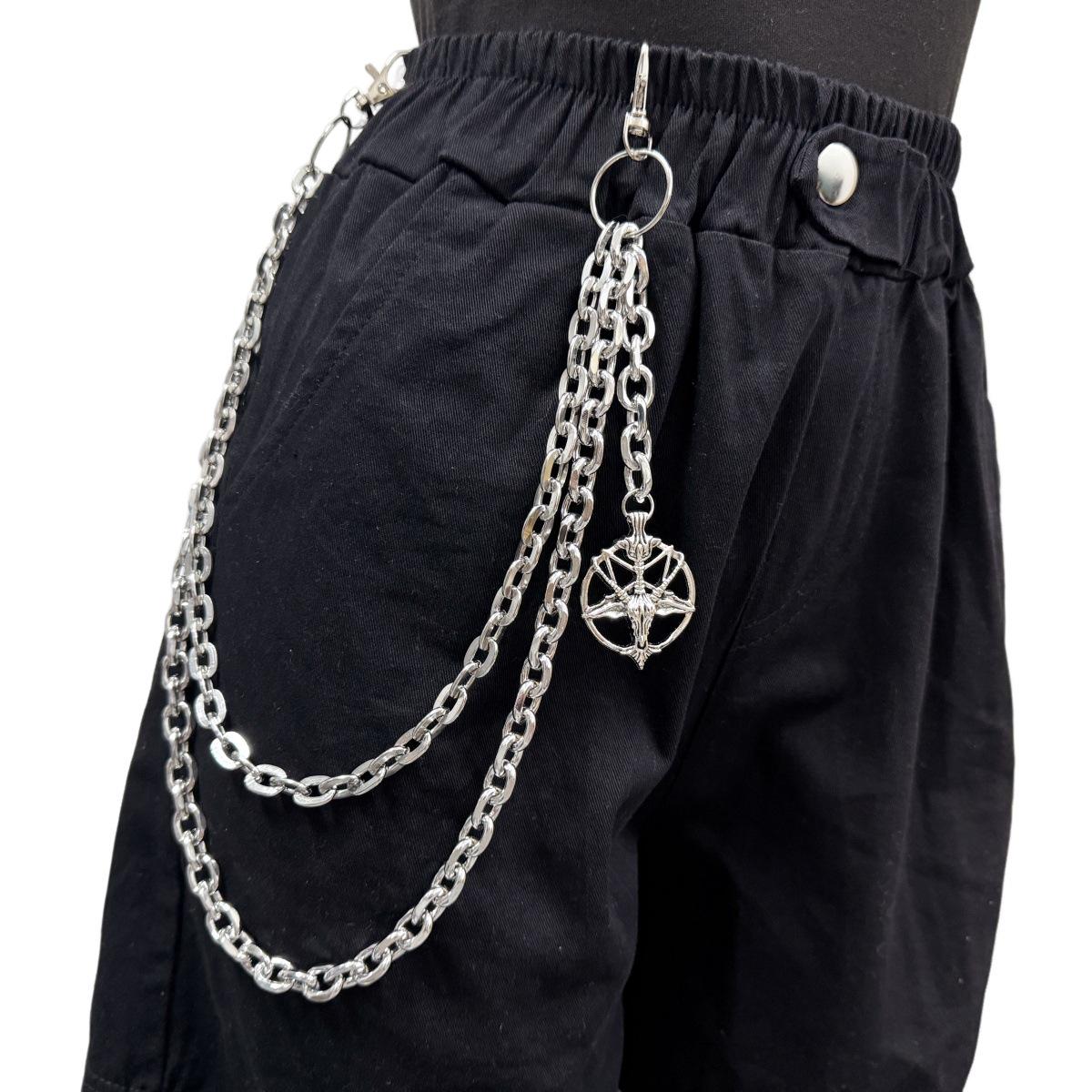 Trendy Unisex Metal Tennis Racket Pendant Waist Chain in Hip-hop Punk Style