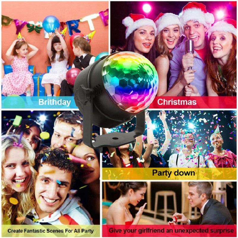 Music Sync LED Stage Disco Light With Remote Control Christmas Atmosphere Rotating Ball Lamp for Party Home KTV DJ Bar Xmas