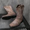 Fashion Luxury Cowboy Boots Men Vintage Knight Shoes Outdoor Casual Leather Embroidery Flat Designer Motorcycle Boots 2024New West Boot