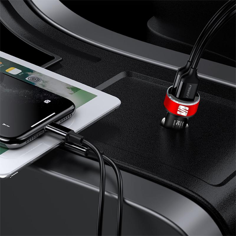 Car Charger 2 USB Ports Fast Charging Digital Display Car Accessories For SEAT Arona Ateca Tarraco Minimo IBL EL-BORN LEON