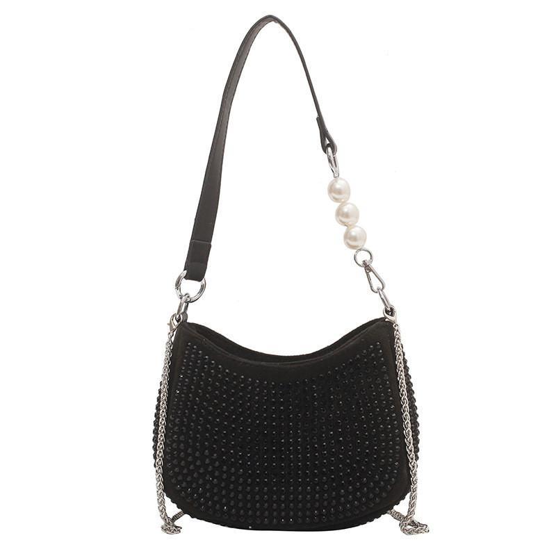 Ielgy Chain Bright Diamond Female Bag Fashion Trend One-Shoulder Underarm Bag Casual Simple Diagonal Portable Female Bag