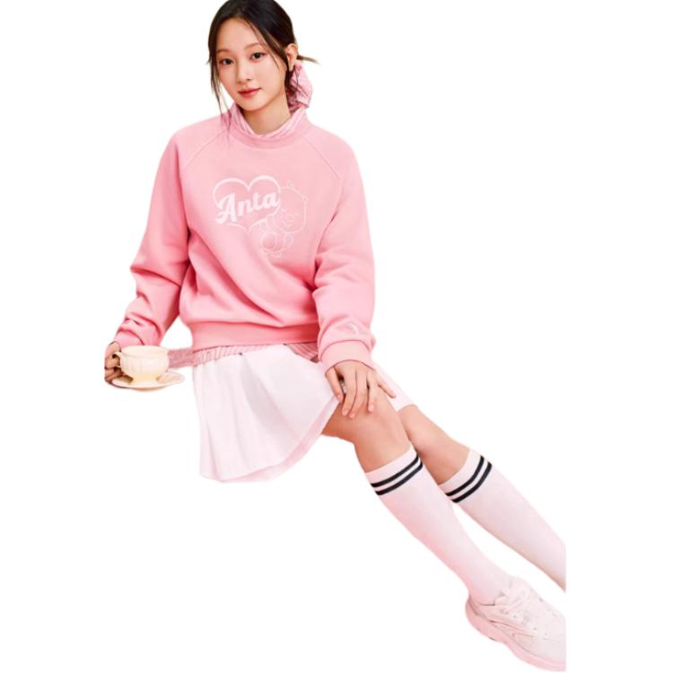 Anta Trendy Printed Fleece Warm Loose Comfortable Casual Hoodie Women hoodies 962548703-3