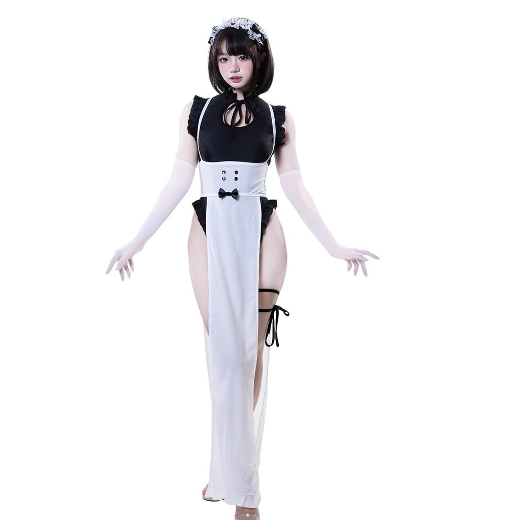 Sexy Maid Bodycon One String Black [SENMHS] Costume, Extreme, Moe, Cute, Tempting, Seductive, Bondage, Piece, Babydoll, Lingerie, Headband, Leotard,