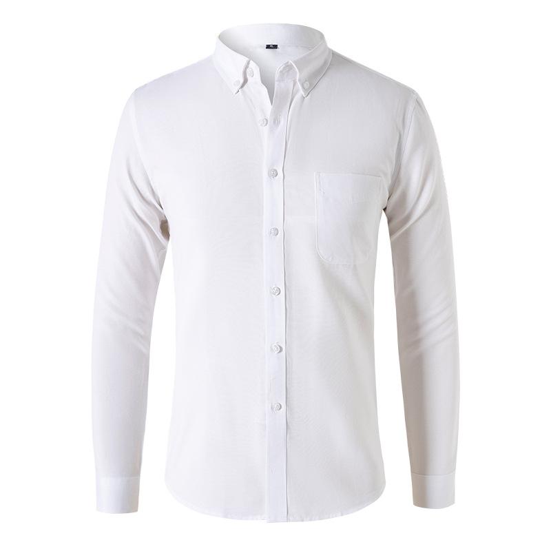 

Men s Solid Gray Oxford Long Sleeve Button Down Casual Shirt with Chest Pocket S белый