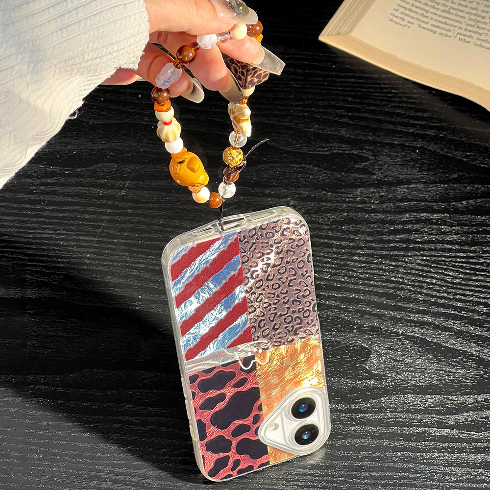 Bracelet Chain Lanyard Phone Case For iPhone 16 Pro Max Funda iPhone 11 13 15 14 12 Hard Plastic Shockproof Leopard Cover Coque
