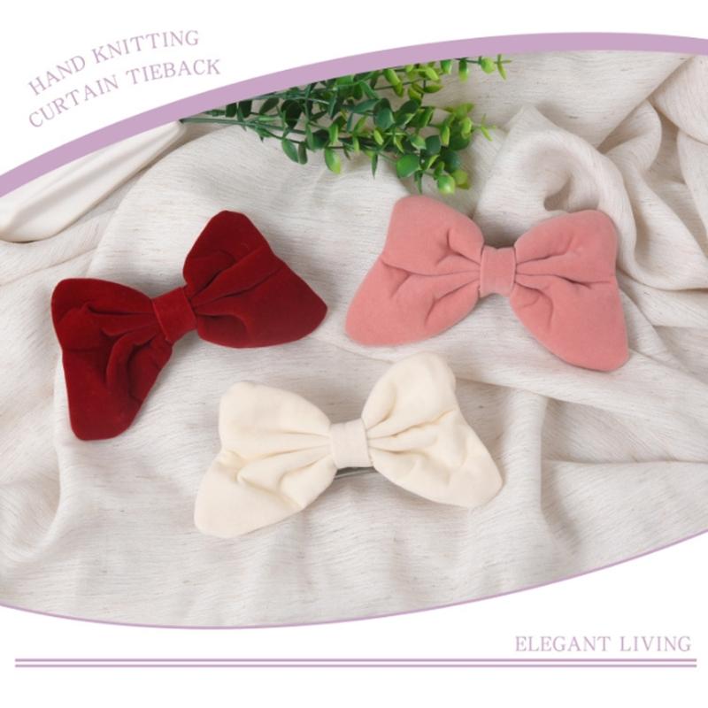 2Pcs Breathable Bows Tie Design Curtain Tiebacks Easy Installation for Home Decoration Multiple Color Option