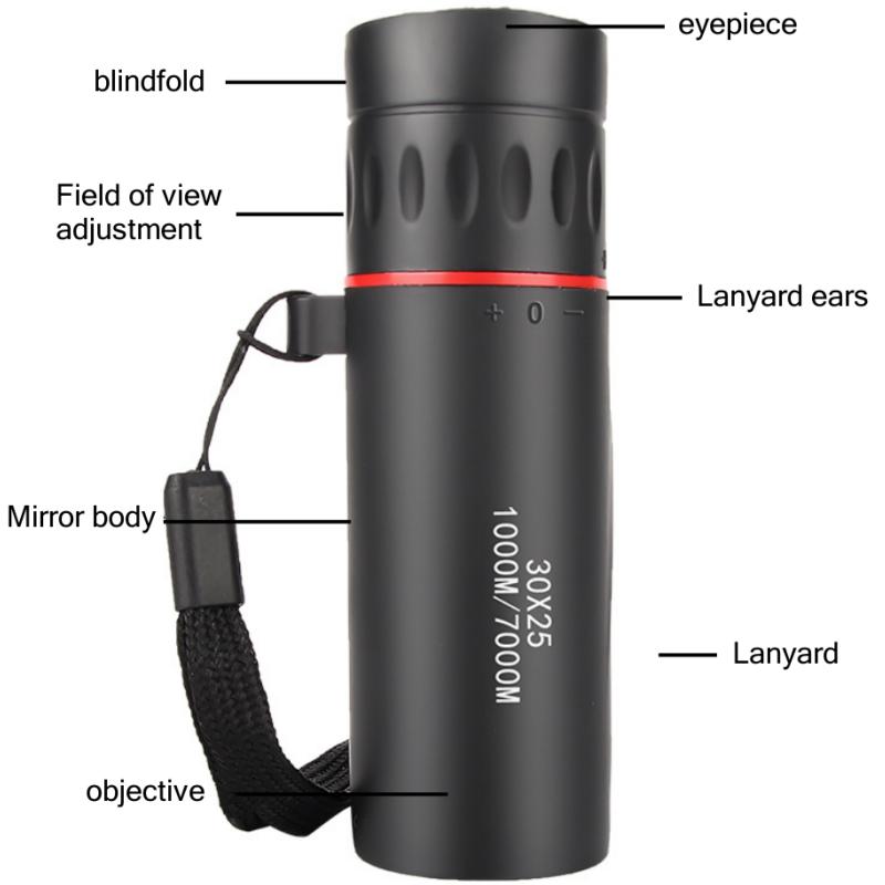 HD 30x25 Monocular Telescope Binoculars Zooming Focus Green Film Binocular Optical Hunting Tourism Scope For Outdoor Use Camping