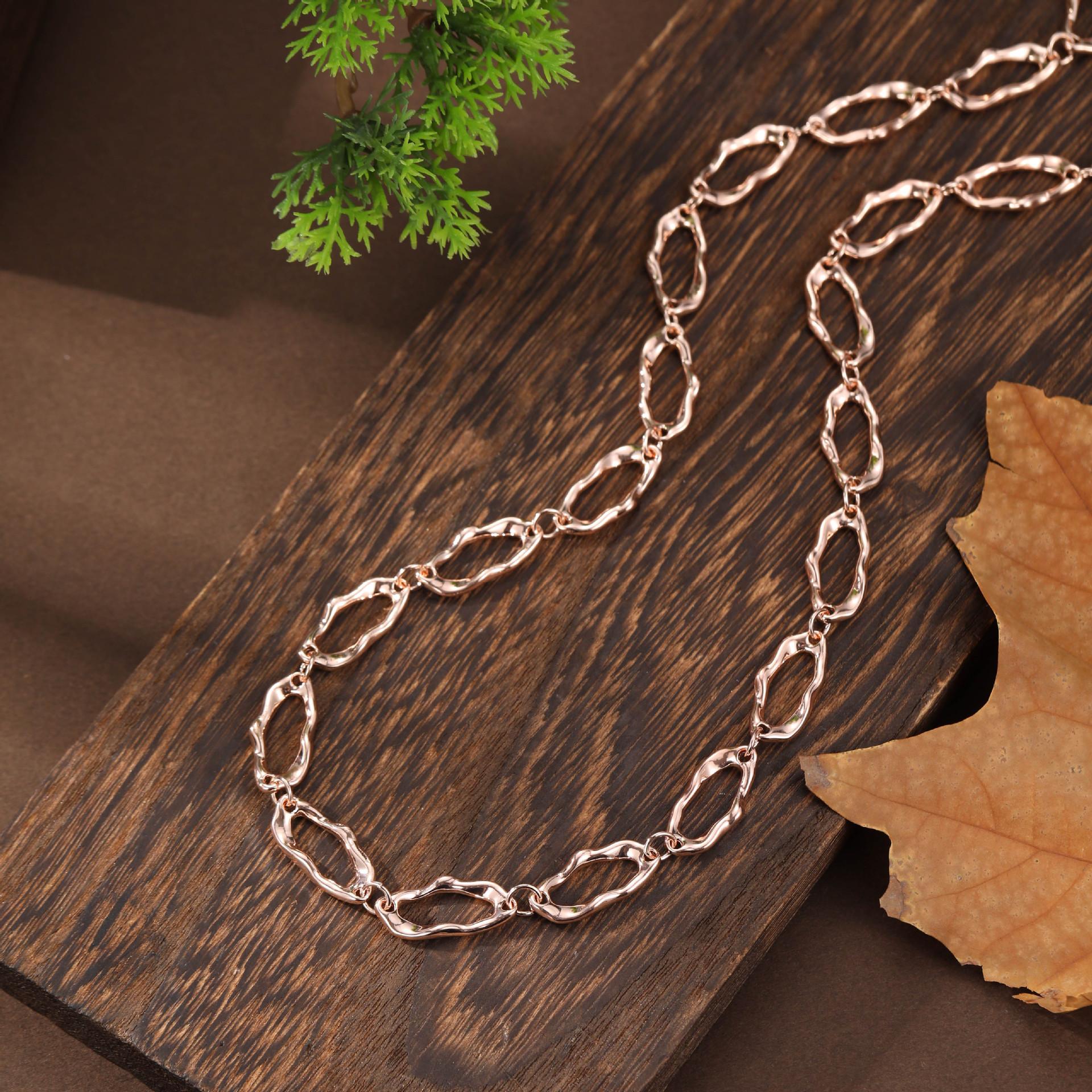 

Hollow Irregular Ring Long Necklace Ladies Exaggerated Punk Geometric Round High Sense Long Necklace