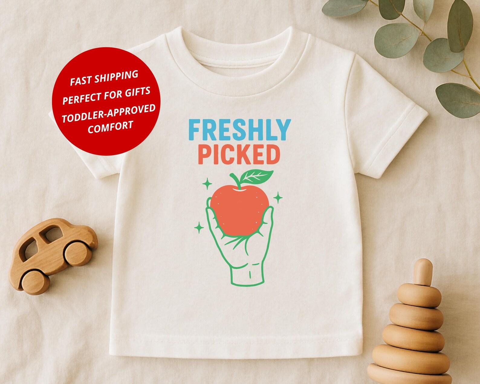 Foodie Toddler Shirt: Freshly Picked Apple Tee for Kids, Cute Fruit Foodie T-Shirt, cotton blend, Size 2T-5T 100