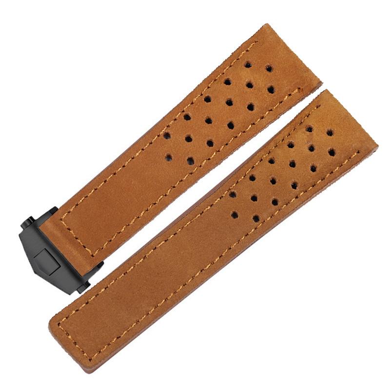 20mm 22mm Bracelet for Tag Heuer Connected 45 for Carrera for Monaco Leather Replace Band Frosted Cowhide Universal Accessory