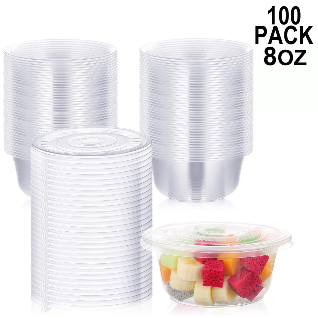 50pcs 250ML 300ML Pudding Cups Wiht Lids Plastic Boxes Ice-Cream Mousse Dessert Picnic Party Packing Dessert Cups with Lid