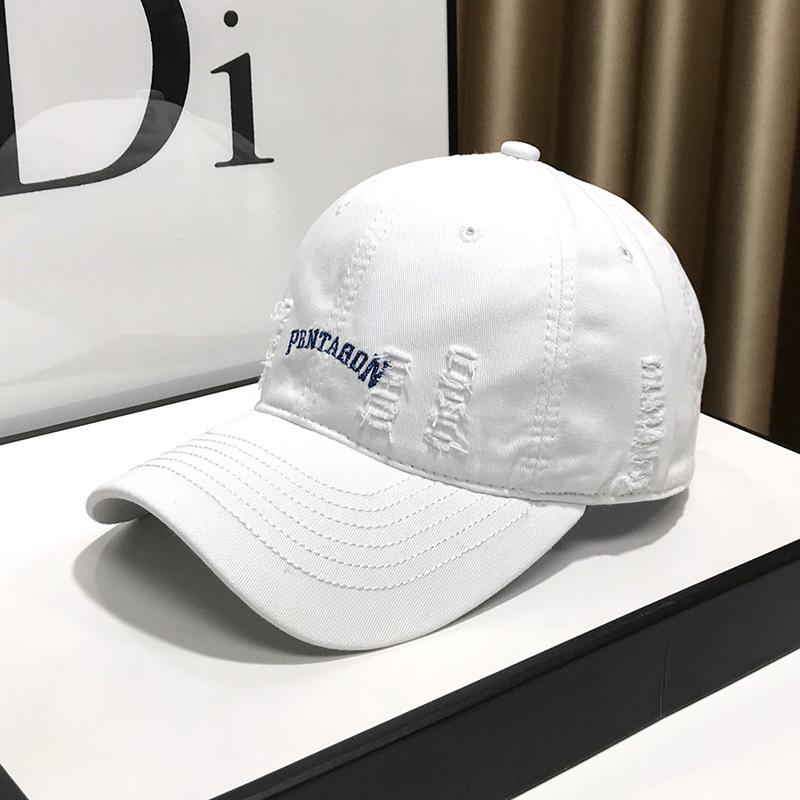 Soft Top Baseball Cap Men's and Women's Face Small Hole Hat Autumn Retro Black  Curved Brim Dome Cap