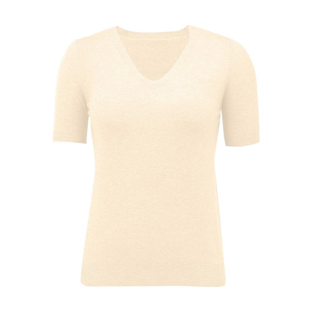 Women's Sweater T-Shirt Short Sleeve Knitted Tops Pullover V-Neck Sweater Lightweight Casual Color Sweater Elegant Spring Summer Tops