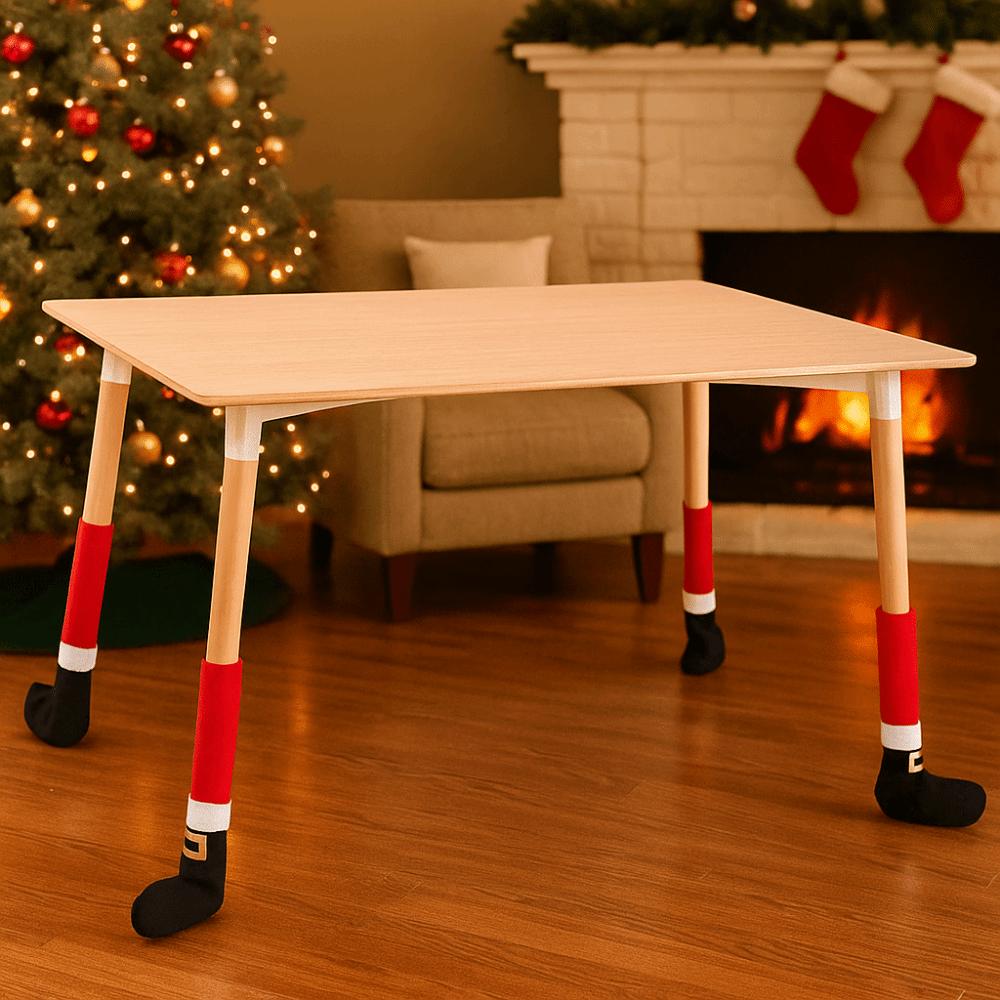 4pcs Universal Christmas Chair Foot Cover Elastic Band Design Furniture Feet Sleeve  Household