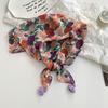 Women's silk scarf square scarf high-end neck protection scarf small fresh decorative floral headscarf hair band fringed hair accessories