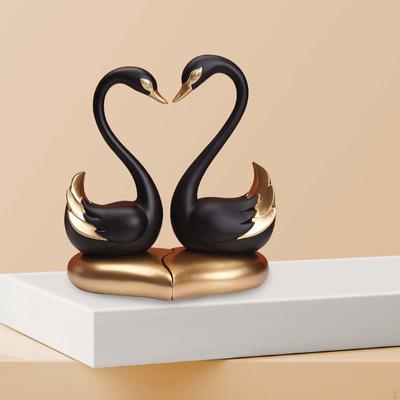 2 stück Paar Schwan Figuren Tier Skulptur Elegante Statuen Tabletop Ornament für Kamin