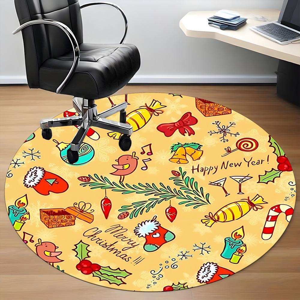 1pc Christmas Decorations Chair Carpet for Office Non Slip, Machine Washable Rug for Office, Room Holiday Decor for Christmas, Birthday Polyester