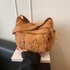 Denimtaske - Campusstuderende Enkelt Skulder Taske - Afslappet og Simpel Stor Kapacitet Crossbody Taske