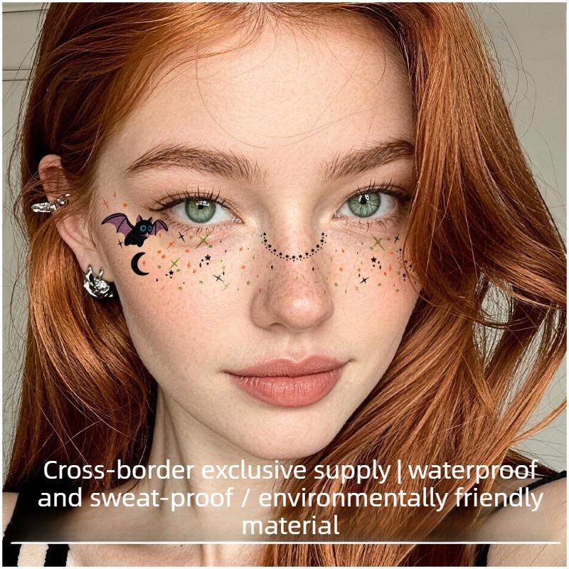 Halloween Scary Makeup Face Stickers Disposable Temporary Tattoo Decals Waterproof Sweatproof Easy Remove for Cosplay Party