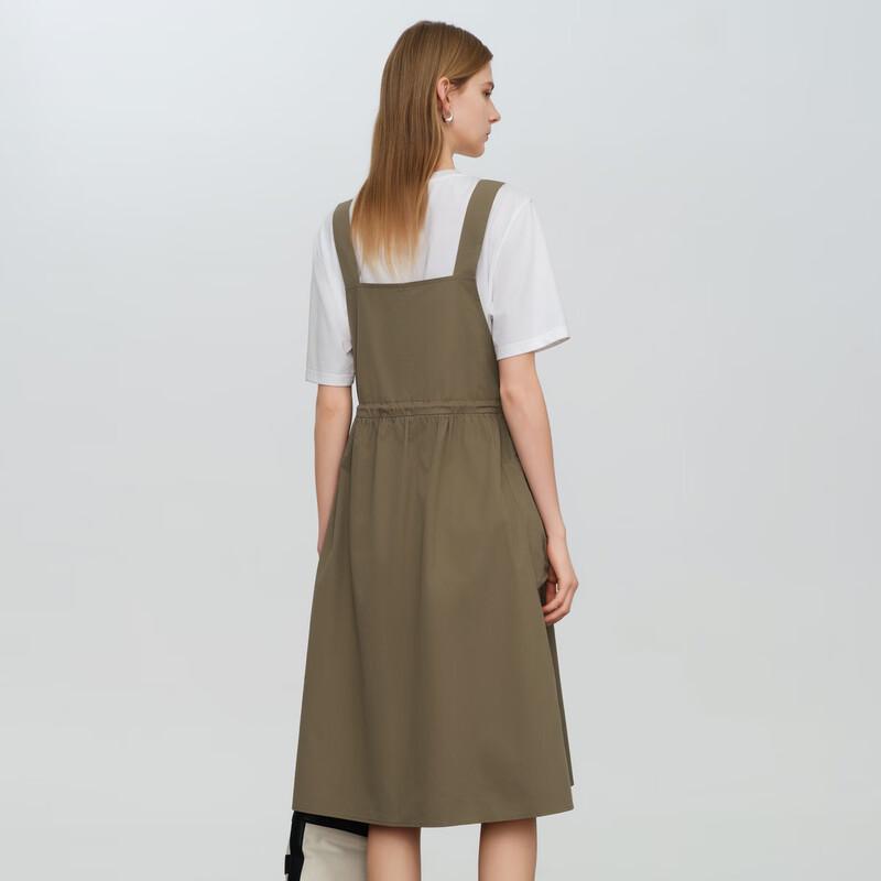 Elva' Island Women's A-Line Cinch Waist Suspender Midi Dress