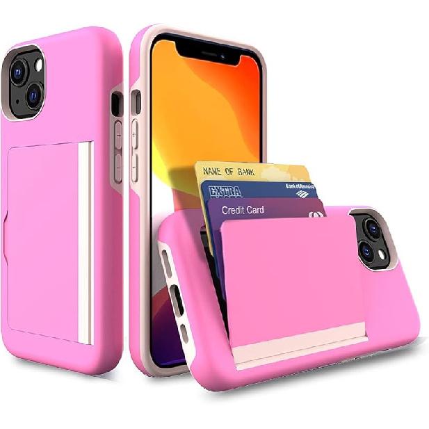 for iPhone 13 Mini Case with Card Holder,Credit Card Slot Protective Wallet Case - Grey