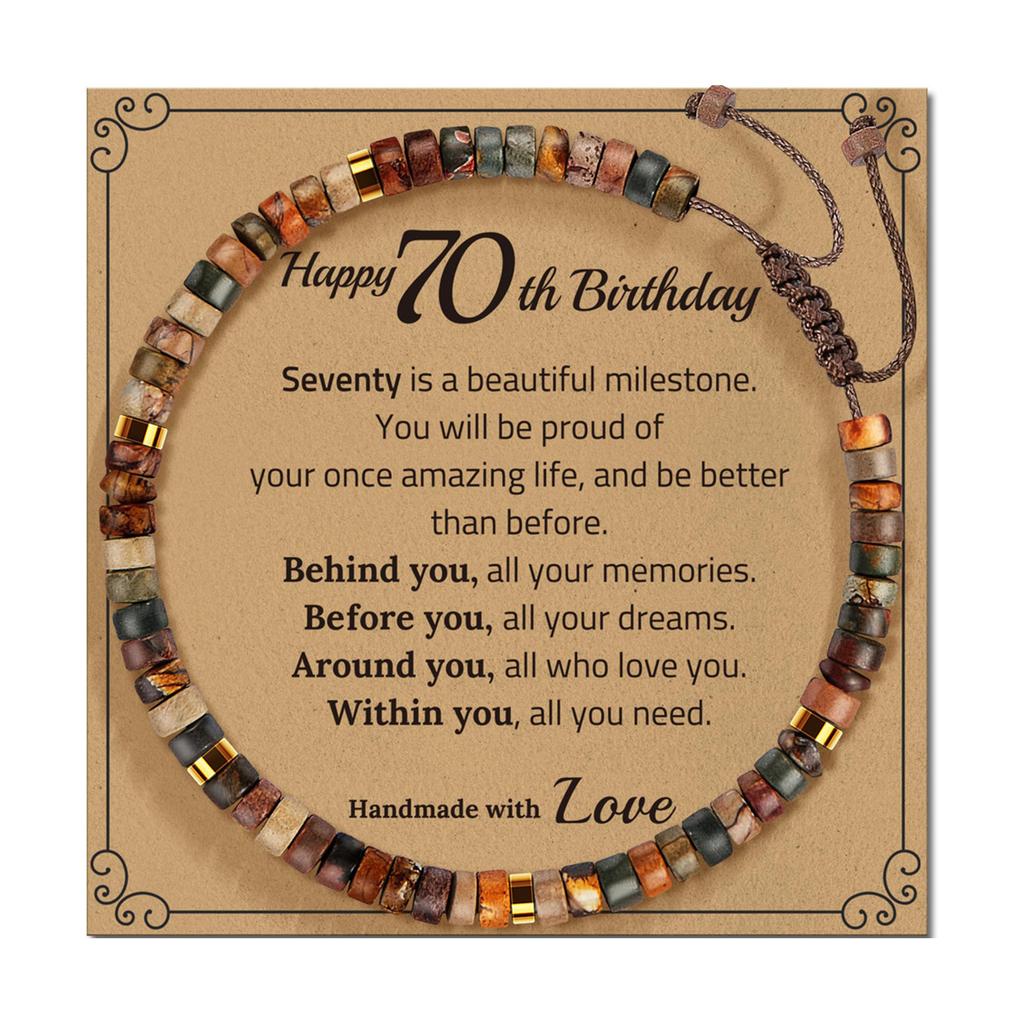 Adjustable Handmade Stone Bracelet Decoration for All Ages Featuring A Blessing Card and Multiple Color Addition