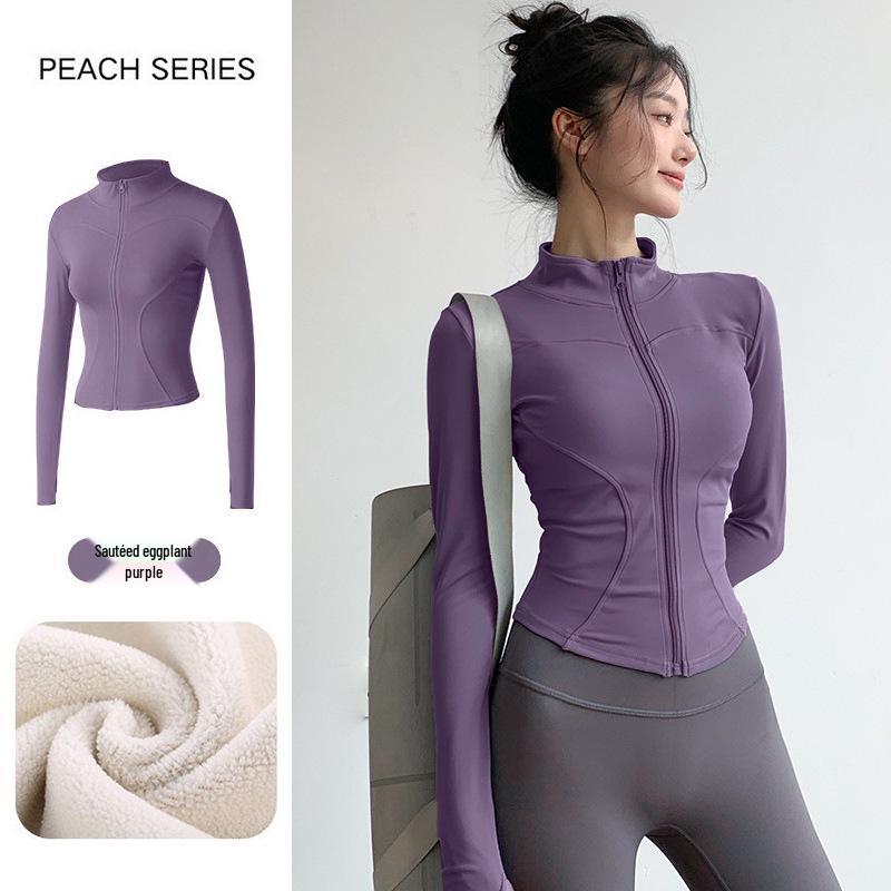 Women's Slim-Fit Fleece-Lined Running Jacket - Autumn/Winter 2025 Yoga & Fitness Long Sleeve.
