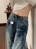 Women's High-Waisted Washed Rivet Wide-Leg Jeans - Autumn/Winter Floor-Length, Comfortable, Versatile, Slimming Straight Pants