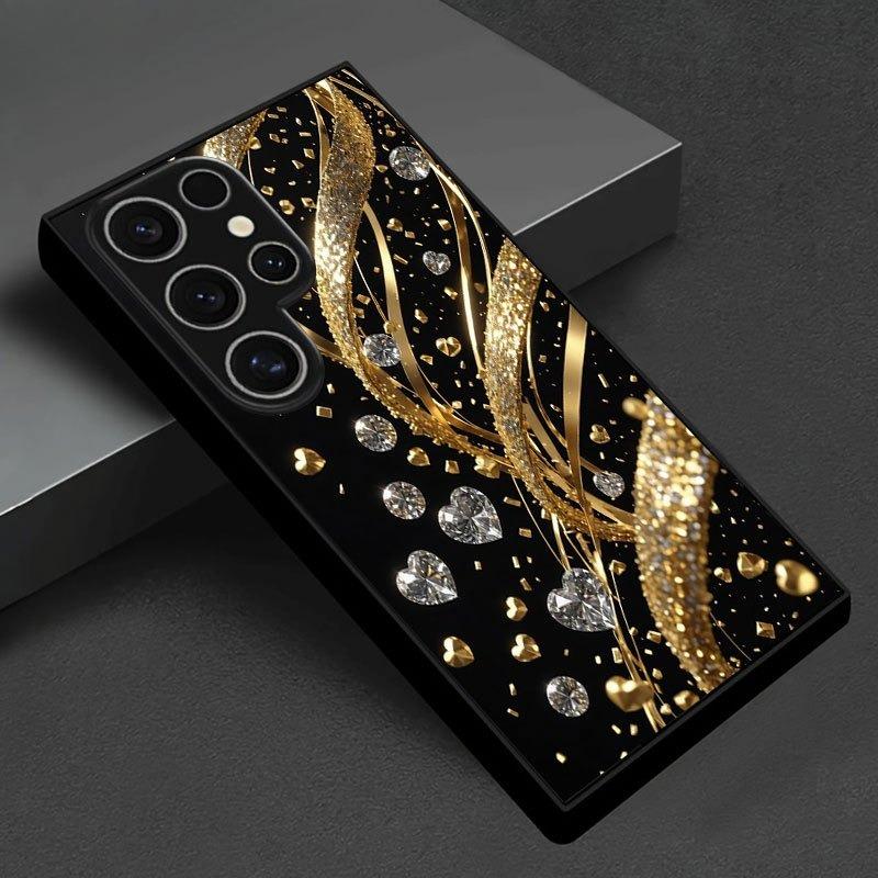 Diamond Patterned Glass Phone Case Suitable for Samsung Galaxy S26 S25 S24 S23 S22 S20 FE/Ultra/Plus Anti Drop Back Cover