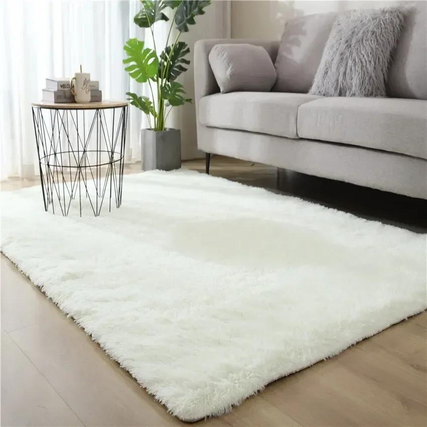Plush Pink Carpet Living Room Decoration Fluffy Rug Thick Bedroom Carpets Anti Slip Floor Soft Solid Large Carpets