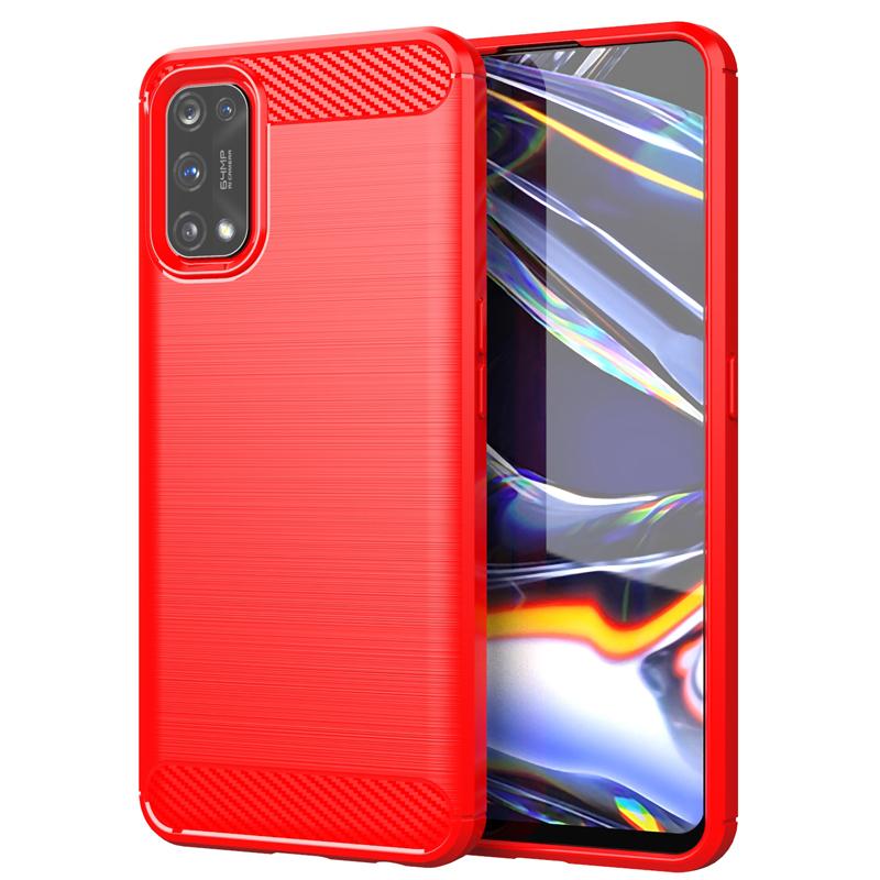 

Чехол для Oppo Realme 8 7 Pro Realme 7 8 6 Pro 6S 7i, противоударный бампер, мягкий силиконовый чехол из углеродного волокна для телефона Realme 8 Pro Realme C21 красный