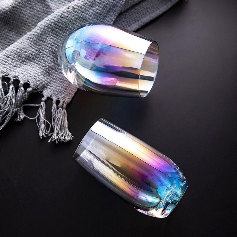 Transparent Rainbow Glass Cup Lead-free Crystal Cup Juice Milk Coffee Tea Cup Creative Wine Glass Drink Cup Heat-Resistant Mug